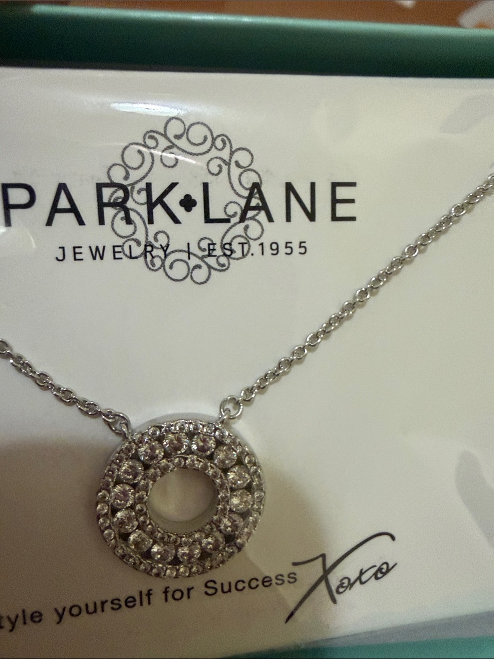 Park Lane Silver Crystal Double-Ring Pendant Necklace